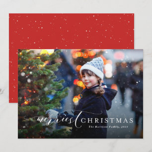 Cartes Pour Fêtes Annuelles Joyeux Noël simple et élégant une photo