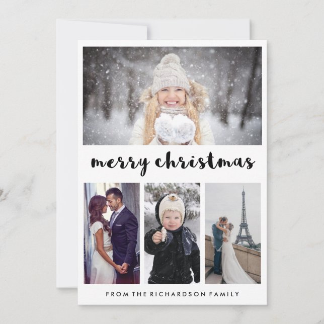 Cartes Pour Fêtes Annuelles Joyeux Noël simple et moderne | 4 Photo (Devant)