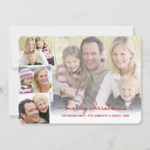 Cartes Pour Fêtes Annuelles Joyeux Noël Simple Main Lettré Photo Collage