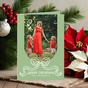 Cartes Pour Fêtes Annuelles Joyeux Noël Simple Moderne Coquette Bow Photo