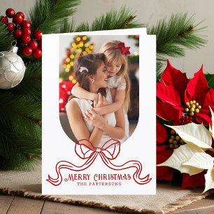 Cartes Pour Fêtes Annuelles Joyeux Noël Simple Moderne Coquette Bow Photo