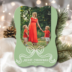 Cartes Pour Fêtes Annuelles Joyeux Noël Simple Moderne Coquette Bow Photo