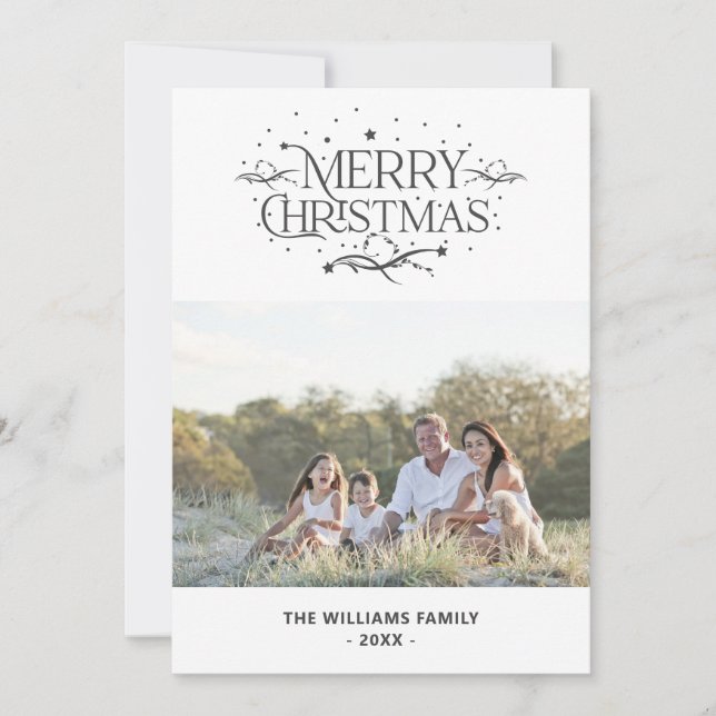 Cartes Pour Fêtes Annuelles Joyeux Noël Simple Moderne Personnalisé Famille Ph (Devant)
