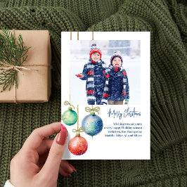 Cartes Pour Fêtes Annuelles Joyeux Noël Simple Photo Aquarelle Ornements