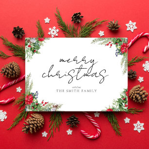 Cartes Pour Fêtes Annuelles Joyeux Noël Simple Script Foliing hiver