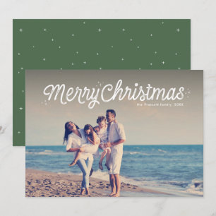 Cartes Pour Fêtes Annuelles Joyeux Noël simple script rétro une photo