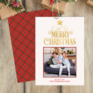 Cartes Pour Fêtes Annuelles Joyeux Noël Simple Typographie Photo Salutation