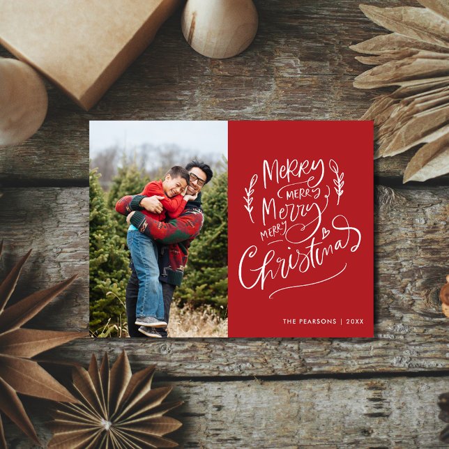 Cartes Pour Fêtes Annuelles Joyeux Noël Simple Vacances Photo Moderne (Merry Christmas Simple Modern Photo Holiday Postcard)