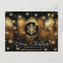 Joyeux Noël Snowflake Gold Black Family Photo