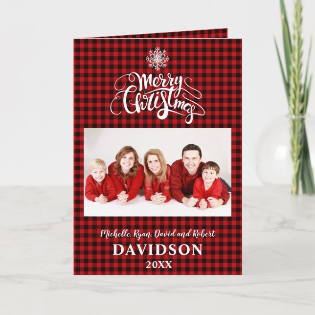 Cartes Pour Fêtes Annuelles Joyeux Noël Snowflake Red Buffalo Photo (Devant)