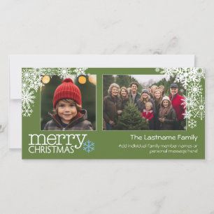 Cartes Pour Fêtes Annuelles Joyeux Noël Snowflakes - 2 photos - horizontal