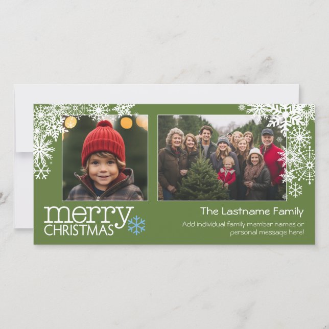 Cartes Pour Fêtes Annuelles Joyeux Noël Snowflakes - 2 photos - horizontal (Devant)