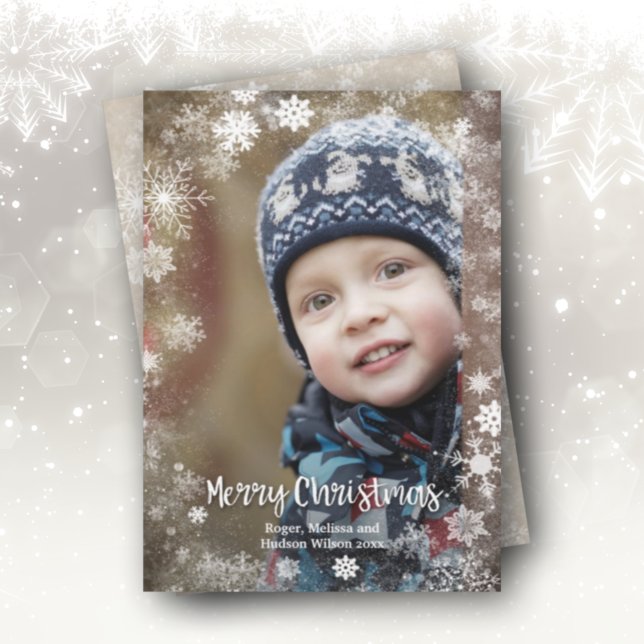 Cartes Pour Fêtes Annuelles Joyeux Noël Snowflakes Photo (Créateur téléchargé)