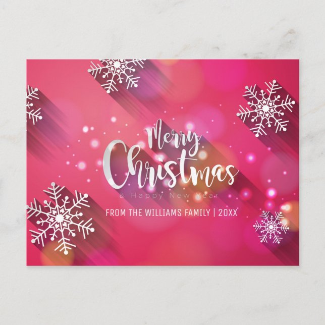 Cartes Pour Fêtes Annuelles Joyeux Noël Snowflakes Photo famille moderne (Devant)