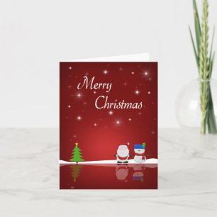 Cartes Pour Fêtes Annuelles Joyeux Noël Snowman et Père Noël