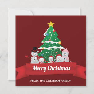 Cartes Pour Fêtes Annuelles Joyeux Noël Snowman Famille mignonne Custom