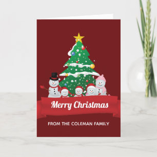 Cartes Pour Fêtes Annuelles Joyeux Noël Snowman Famille mignonne Custom