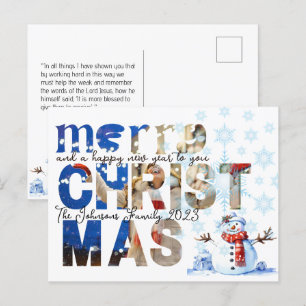 Cartes Pour Fêtes Annuelles Joyeux Noël Snowman Snowflake hiver