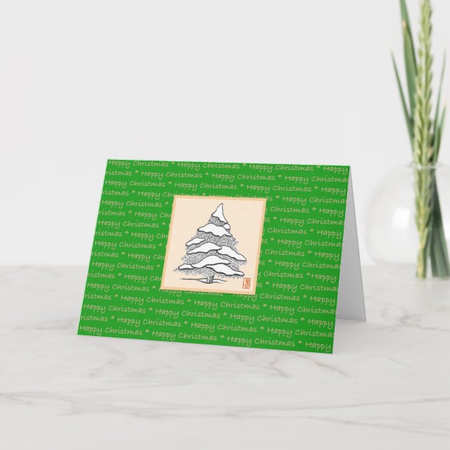 Cartes Pour Fêtes Annuelles Joyeux Noël Snowy À feuillage persistant (Devant)