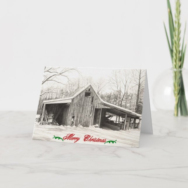 Cartes Pour Fêtes Annuelles Joyeux Noël Snowy Grange (Devant)