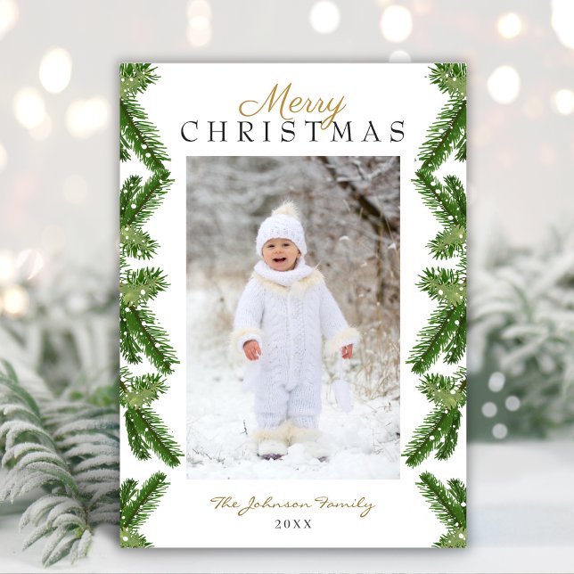 Cartes Pour Fêtes Annuelles Joyeux Noël Snowy Pine (Créateur téléchargé)