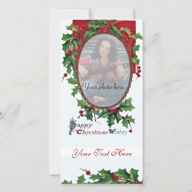 CARTES POUR FÊTES ANNUELLES JOYEUX NOËL SOUHAITE AVEC HOLLY BERRIES (Devant)