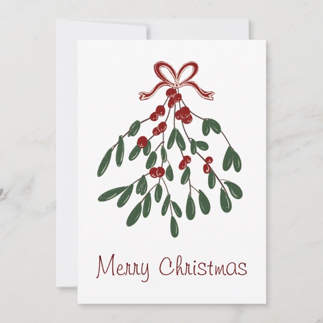 Cartes Pour Fêtes Annuelles Joyeux Noël sous le mistletoe (Devant)