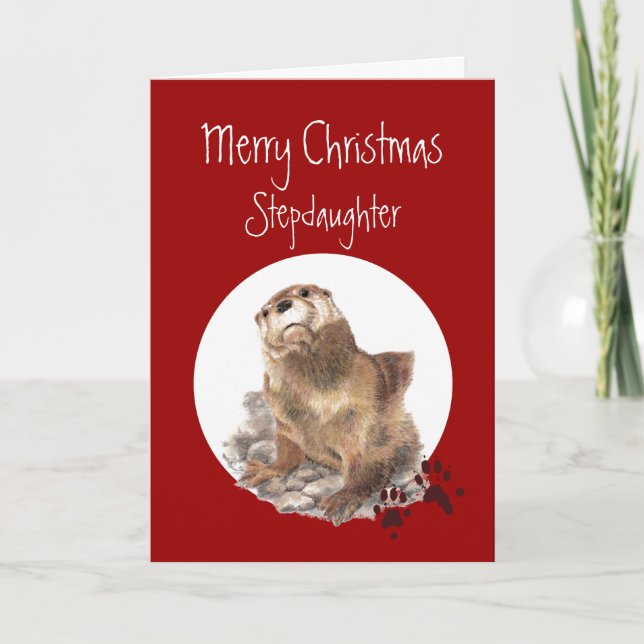 Cartes Pour Fêtes Annuelles Joyeux Noël Stepgirl Otter Humour animal (Devant)