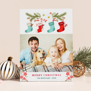 Cartes Pour Fêtes Annuelles Joyeux Noël Stockage Noms Animaux de famille Photo