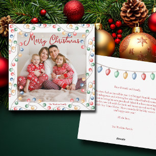 Cartes Pour Fêtes Annuelles Joyeux Noël String des lumières Carré photo