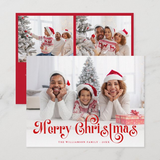 Cartes Pour Fêtes Annuelles Joyeux Noël Stylish Letting Photo (Devant / Derrière)