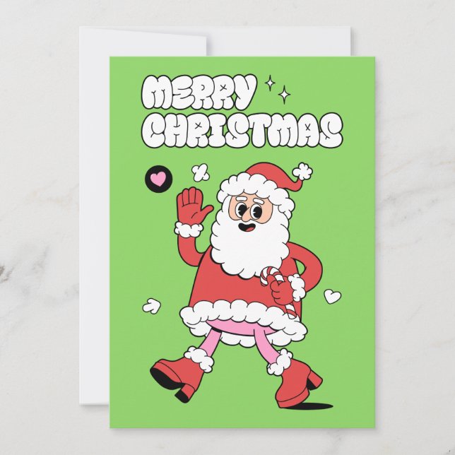 Cartes Pour Fêtes Annuelles Joyeux Noël - Super Père Noël Strut (Devant)