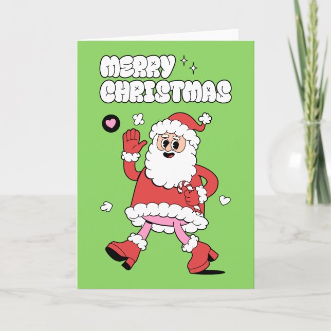 Cartes Pour Fêtes Annuelles Joyeux Noël - Super Père Noël Strut (Devant)