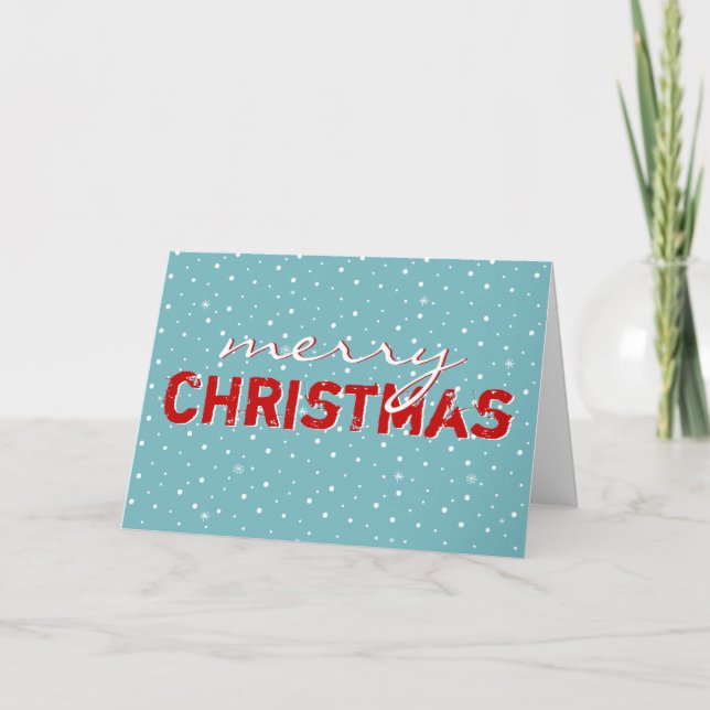 Cartes Pour Fêtes Annuelles Joyeux Noël sur les flocons de neige (Devant)