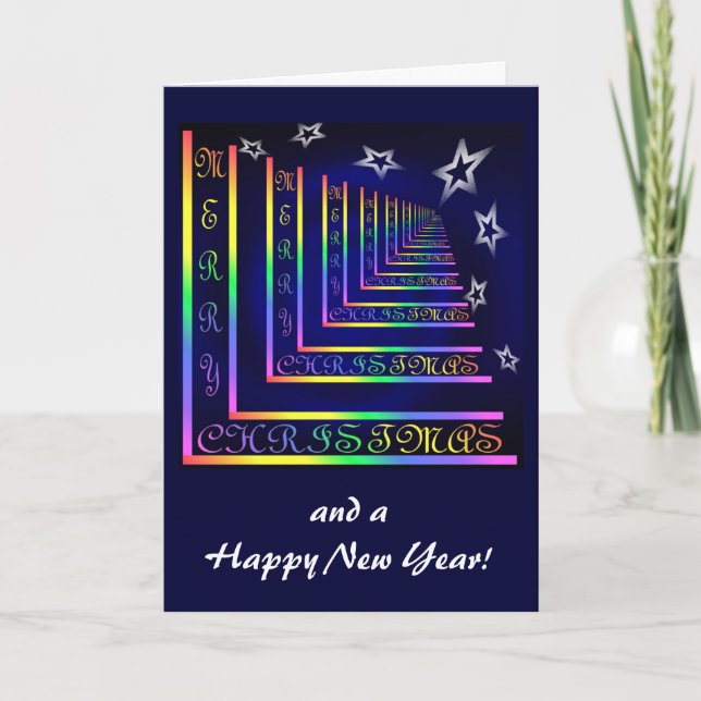 Cartes Pour Fêtes Annuelles Joyeux Noël sur rainbow design (Devant)