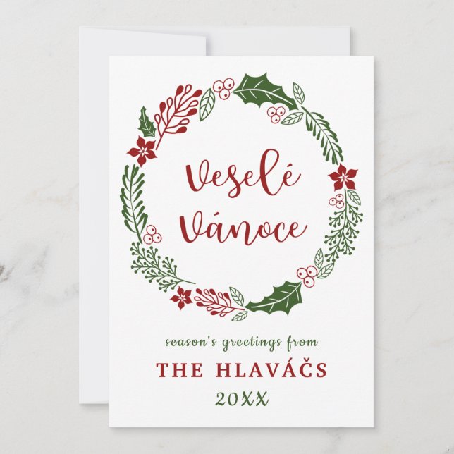 Cartes Pour Fêtes Annuelles Joyeux Noël tchèque, personnalisable (Devant)