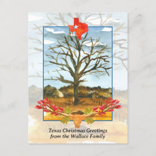 Cartes Pour Fêtes Annuelles Joyeux Noël Texas Longhorn Star Personnalisé