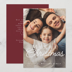 Cartes Pour Fêtes Annuelles Joyeux Noël Texte Blanc Superposé Photo Élégante