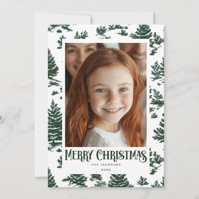 Cartes Pour Fêtes Annuelles Joyeux Noël Toile verte Conception de vacances (Devant)