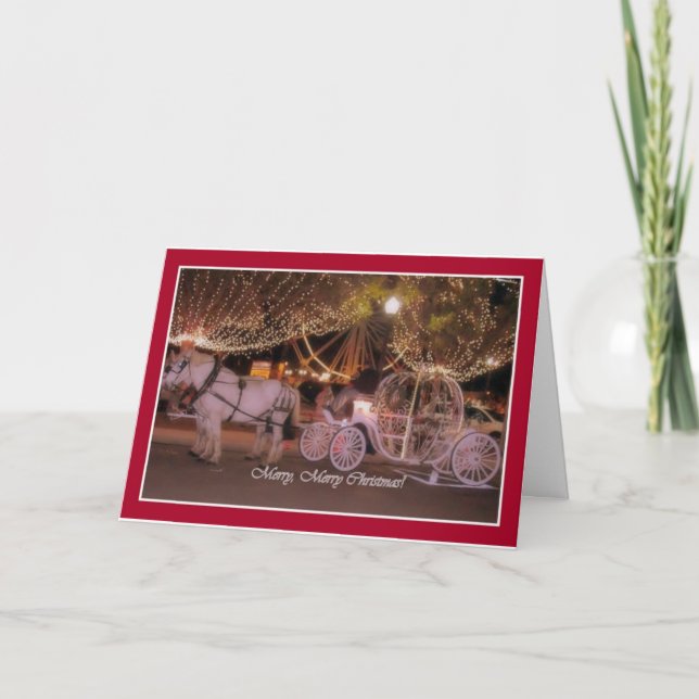 Cartes Pour Fêtes Annuelles JOYEUX NOËL! - Transport blanc et chevaux blancs (Devant)