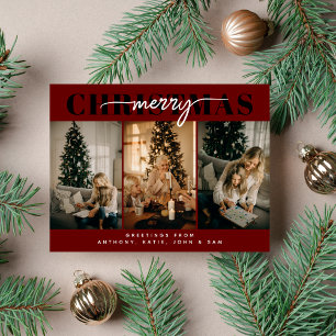 Cartes Pour Fêtes Annuelles Joyeux Noël Trois Famille Typographie
