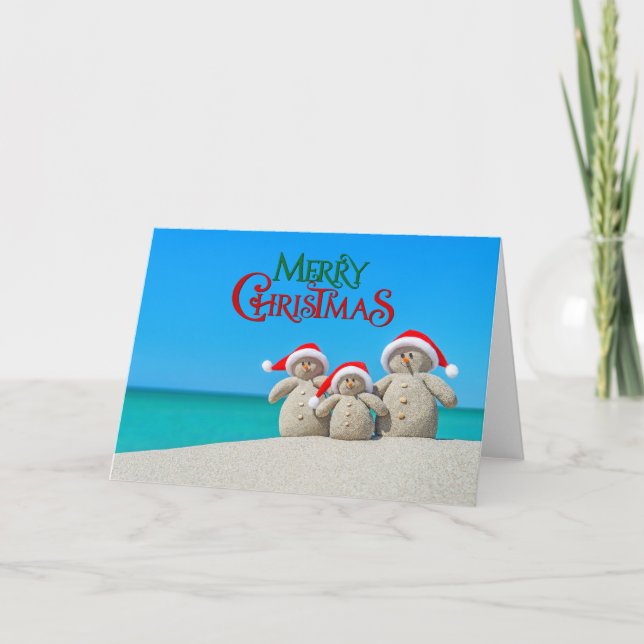 Cartes Pour Fêtes Annuelles Joyeux Noël tropical Snowman (Devant)