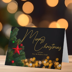 Cartes Pour Fêtes Annuelles Joyeux Noël Twinké Gold lumières sur mesure