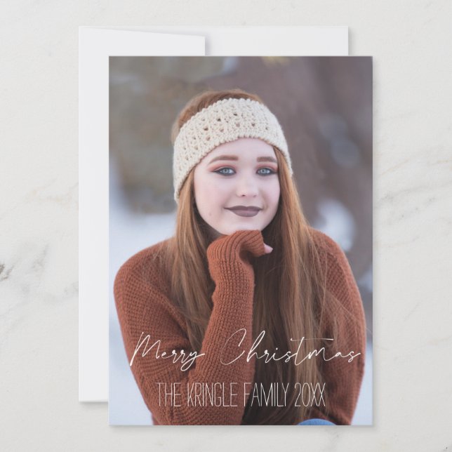 Cartes Pour Fêtes Annuelles Joyeux Noël Typographie Écriture Blanche (Devant)