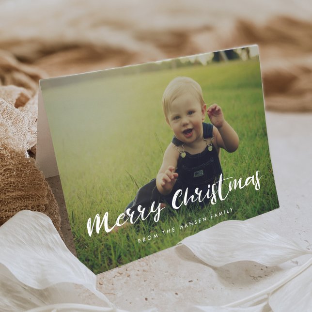 Cartes Pour Fêtes Annuelles Joyeux Noël Typographie manuscrite Photo (Créateur téléchargé)