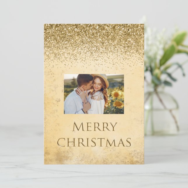 Cartes Pour Fêtes Annuelles Joyeux Noël Typographie Parties scintillant Élégan (Debout devant)