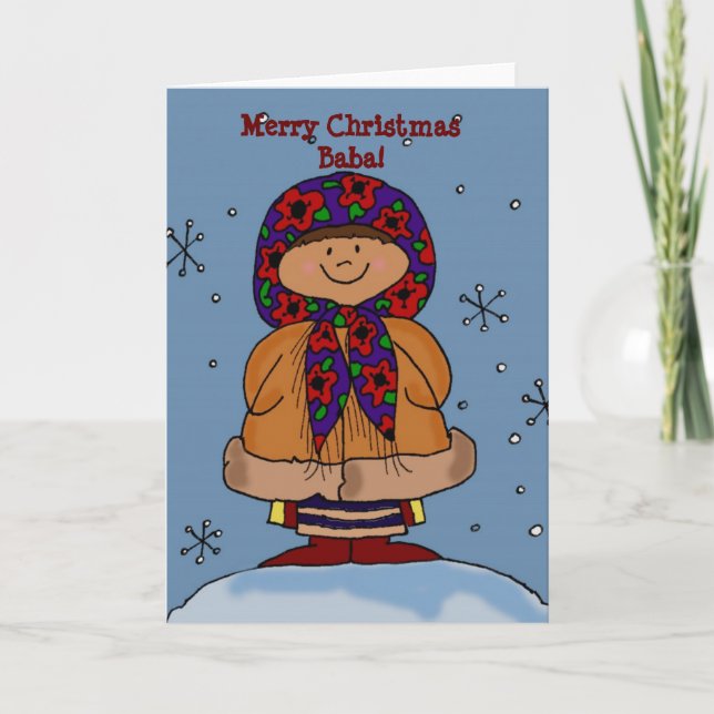 Cartes Pour Fêtes Annuelles Joyeux Noël Ukrainienne Fille Art populaire (Devant)