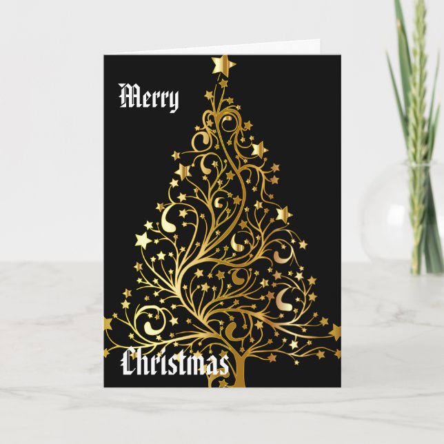 Cartes Pour Fêtes Annuelles Joyeux Noël un or (Devant)