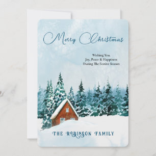 Cartes Pour Fêtes Annuelles Joyeux Noël Vacances Aquarelle Hiver paysage