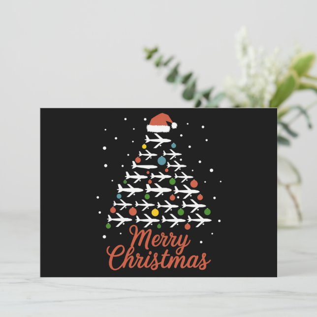 Cartes Pour Fêtes Annuelles Joyeux Noël Vacances de l'Arbre d'Avion (Debout devant)